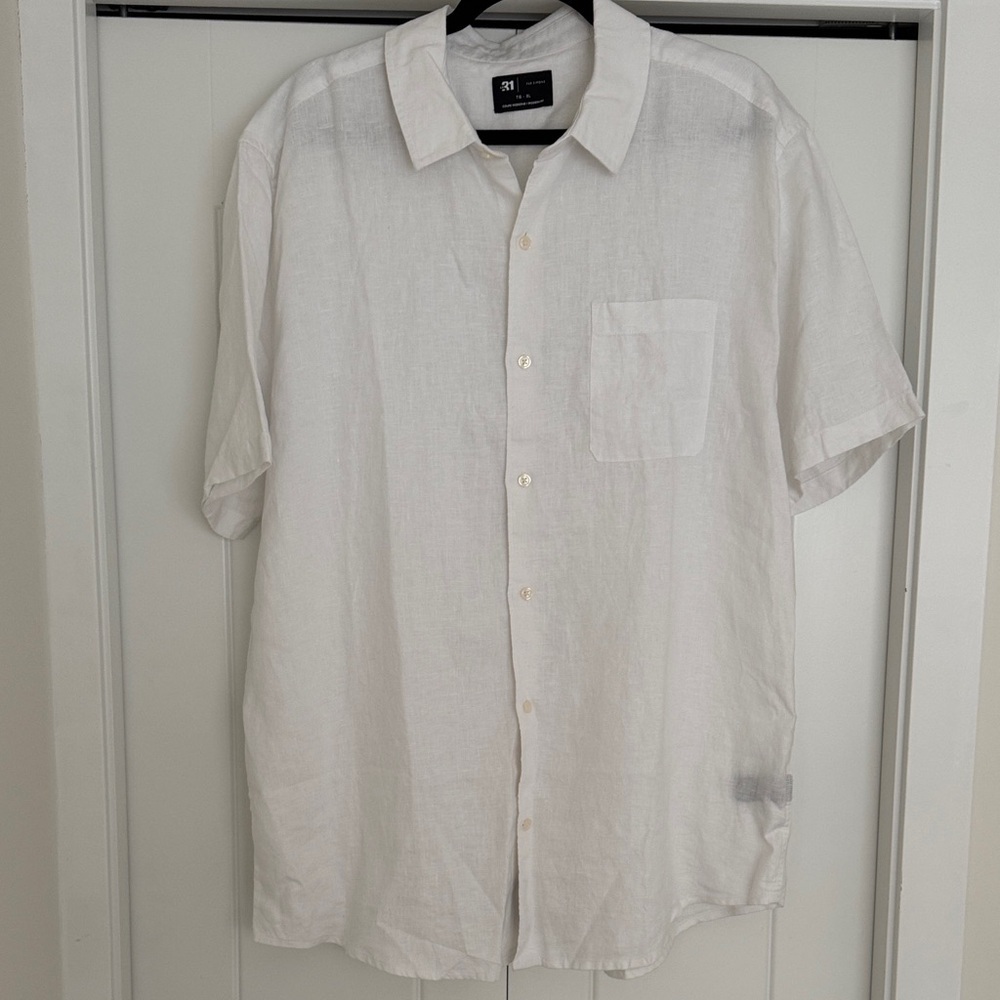 NWOT SIMONS Men's European Flax Linen Short Sleeve Shirt - Picture 2 of 5